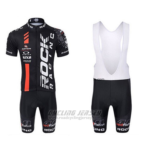 2015 Cycling Jersey Rock Racing Black and Red Short Sleeve and Bib Short